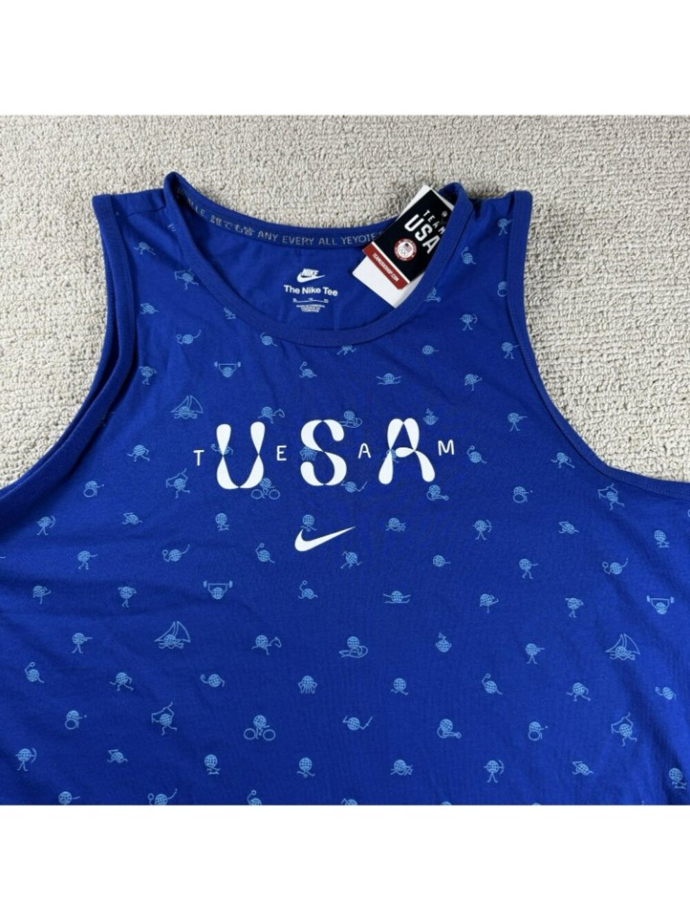 Nike Team USA Club Tank Top Blue White Men’s Size XL - Picture 2 of 7